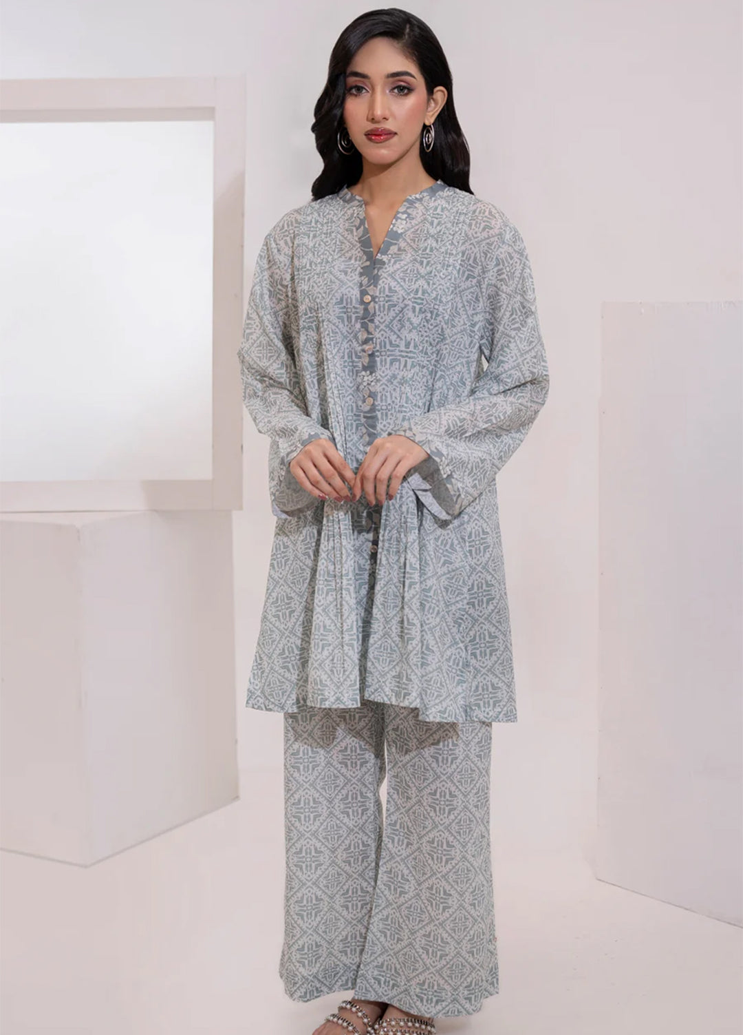 The Print Story by Shamooz RTW Printed Lawn 2 Piece Suit SHM26PL Dove I-L-007 - Casual Collection