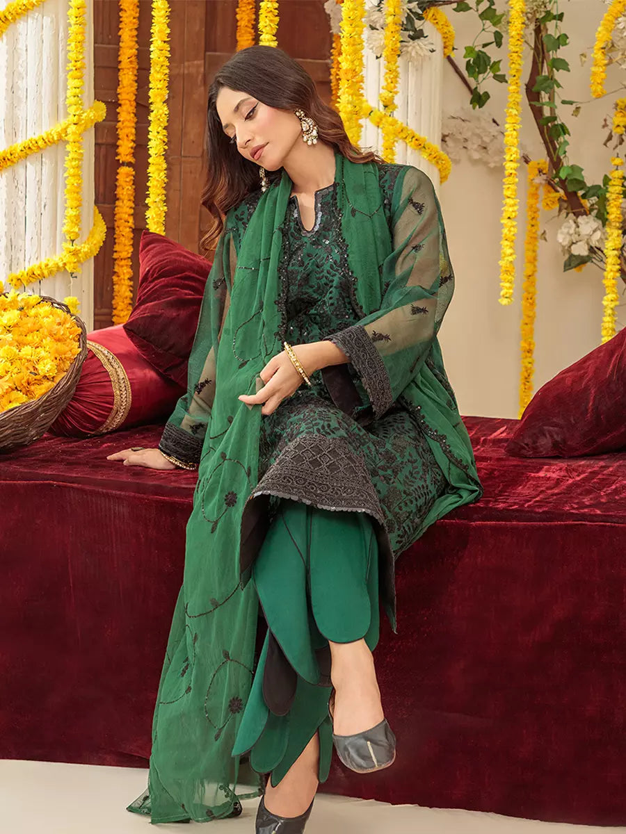 Salitex Unstitched Embroidered Khaddi Net 3 Piece Suit SUNW6JI028UT - Festive Collection