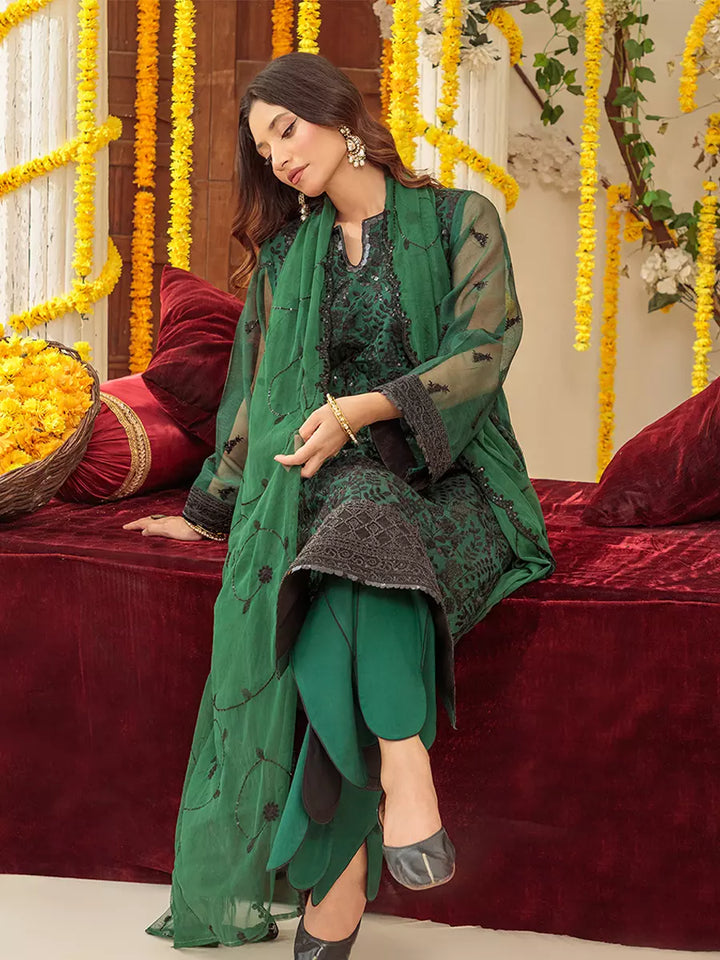 Salitex Unstitched Embroidered Khaddi Net 3 Piece Suit SUNW6JI028UT - Festive Collection