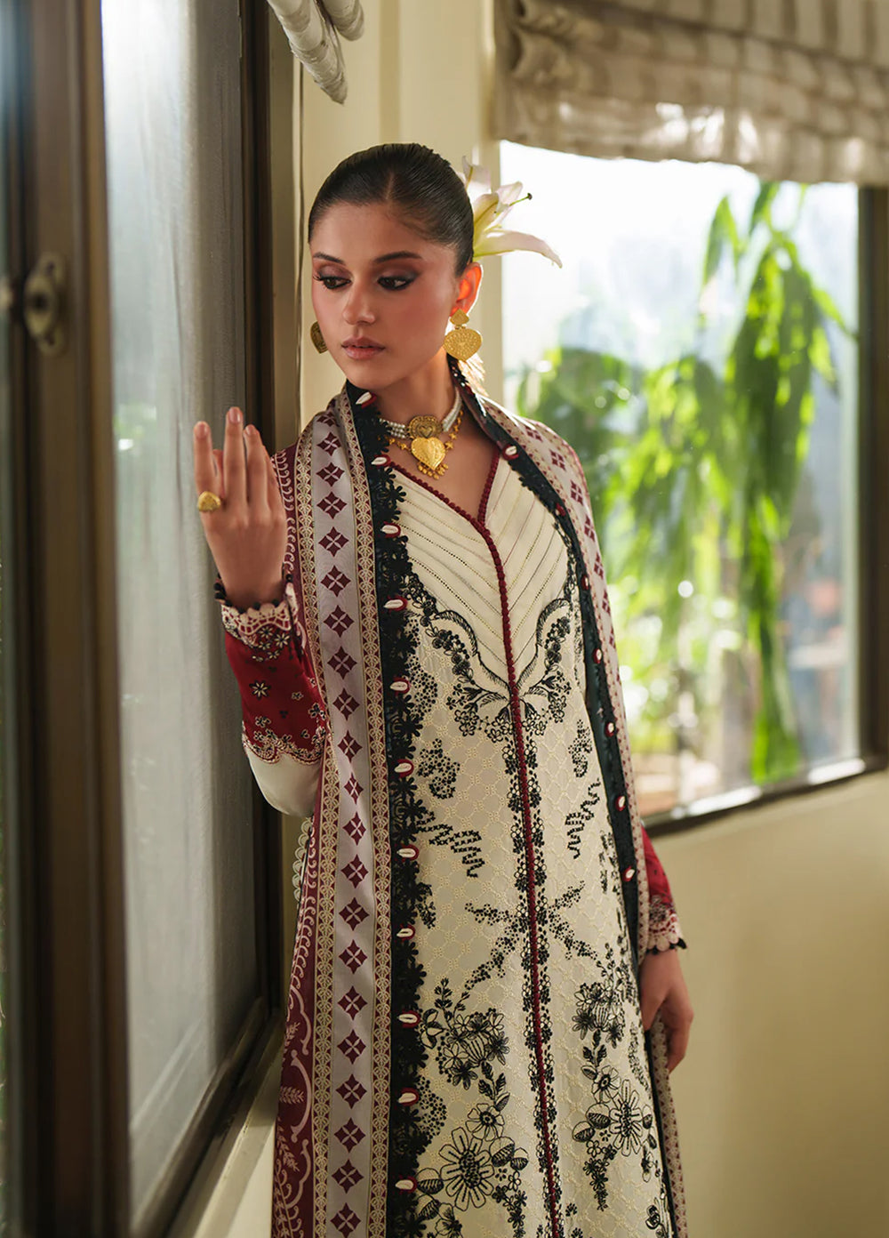 Heritage Dore by Bin Ilyas Unstitched Embroidered Lawn 3 Piece Suit BI26UHD 17-1A - Summer Collection