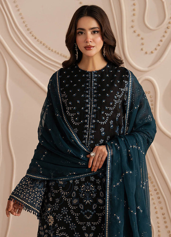 Lamisah by Lavish Premium Unstitched Embroidered Chiffon 3 Piece Suit LVP26UCL Black Noir - Festive Collection