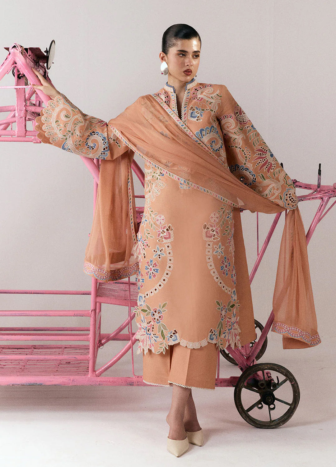 Jugnu by Hussain Rehar Unstitched Embroidered Cotton 3 Piece Suit HR26UCJ Nila JUG-LD D#1283 - Eid Collection