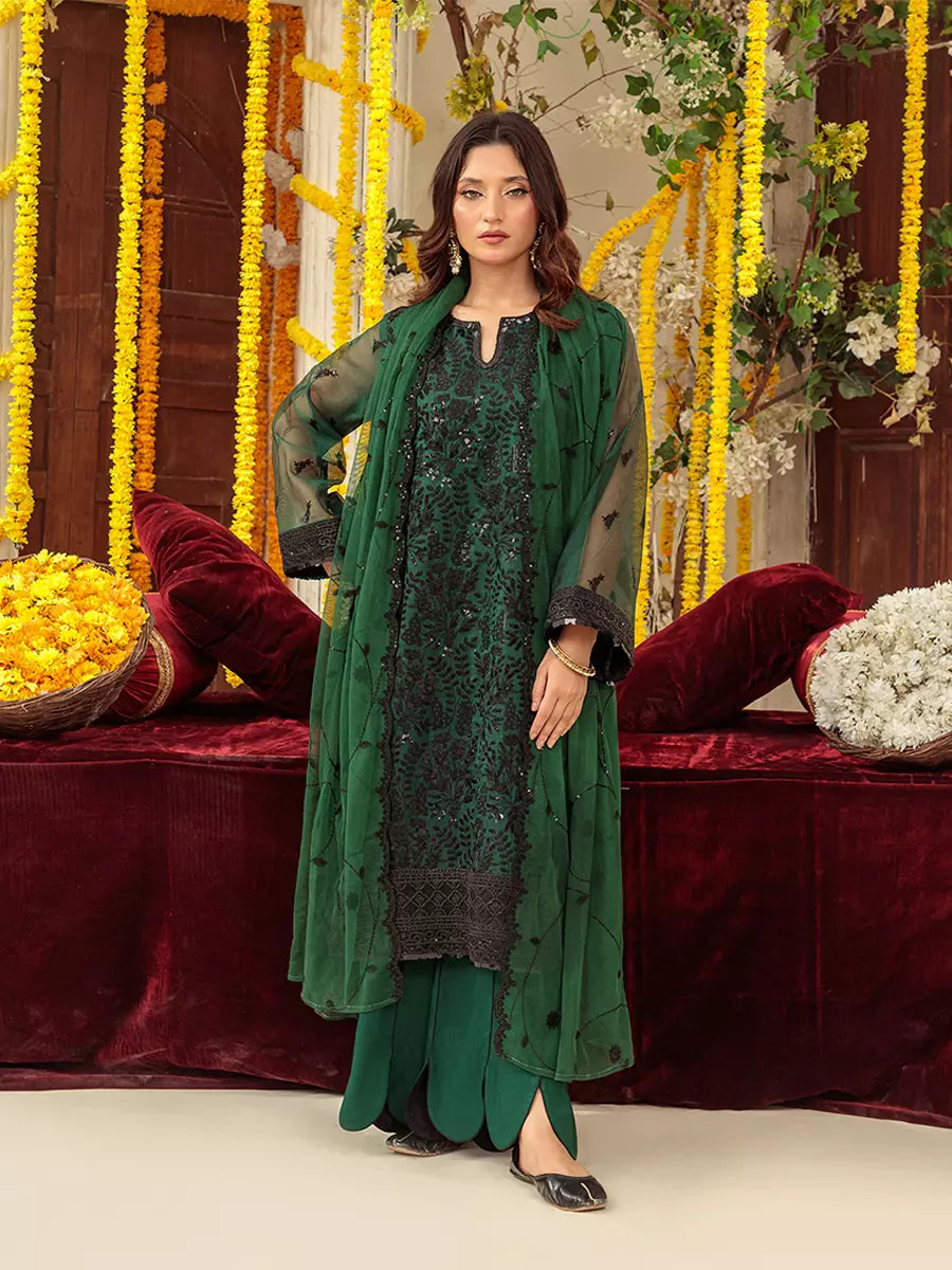 Salitex Unstitched Embroidered Khaddi Net 3 Piece Suit SUNW6JI028UT - Festive Collection