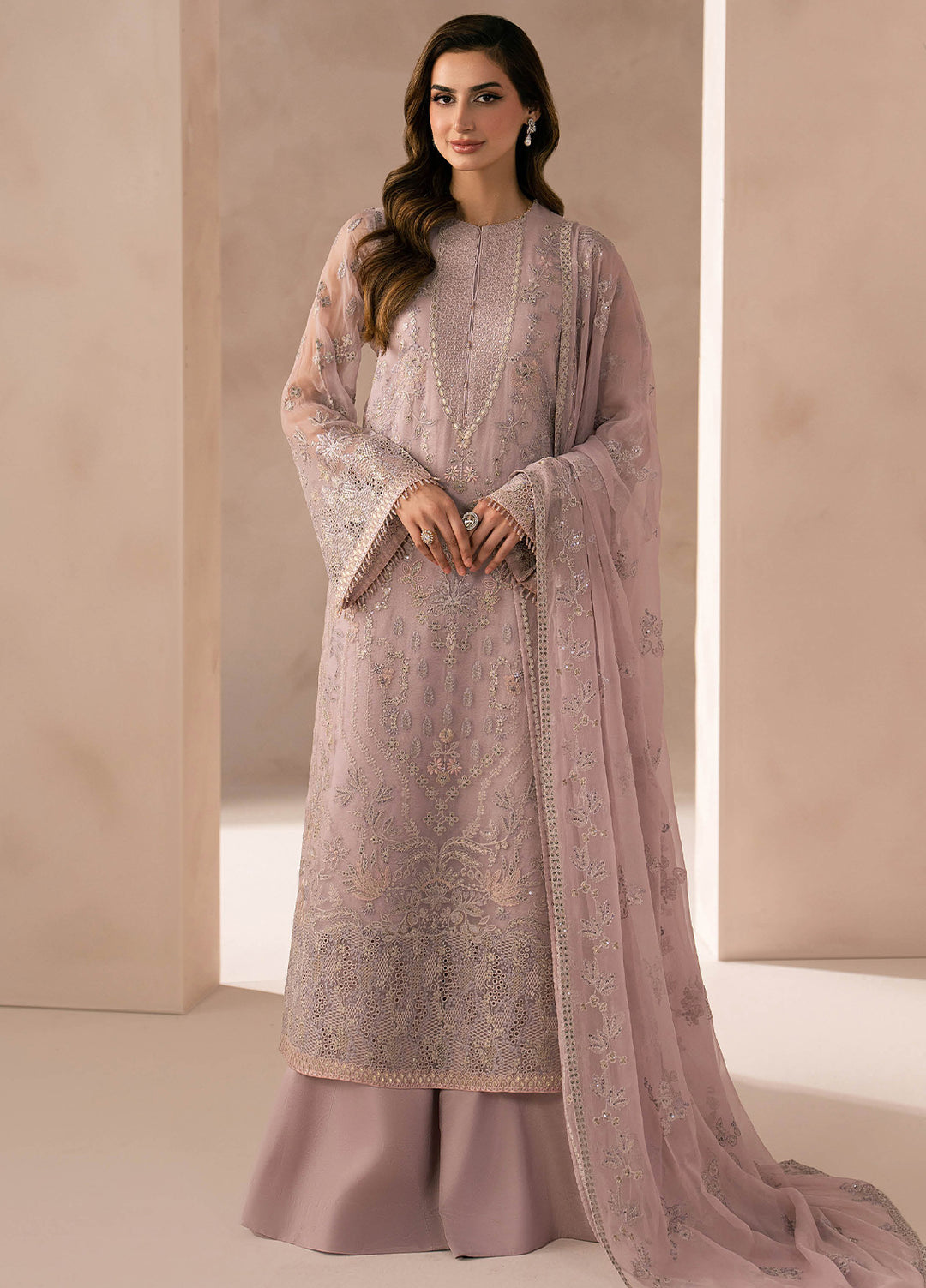 Lamisah by Lavish Premium Unstitched Embroidered Chiffon 3 Piece Suit LVP26UCL Pink Blossom - Festive Collection
