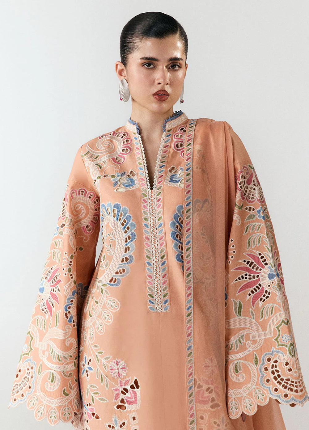 Jugnu by Hussain Rehar Unstitched Embroidered Cotton 3 Piece Suit HR26UCJ Nila JUG-LD D#1283 - Eid Collection