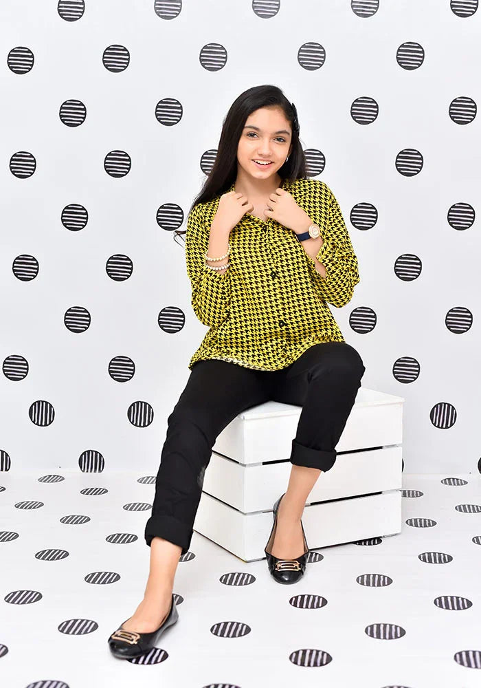 Ochre RTW Printed Linen Printed Top Girls 1 Piece OWT-488 - Summer Collection