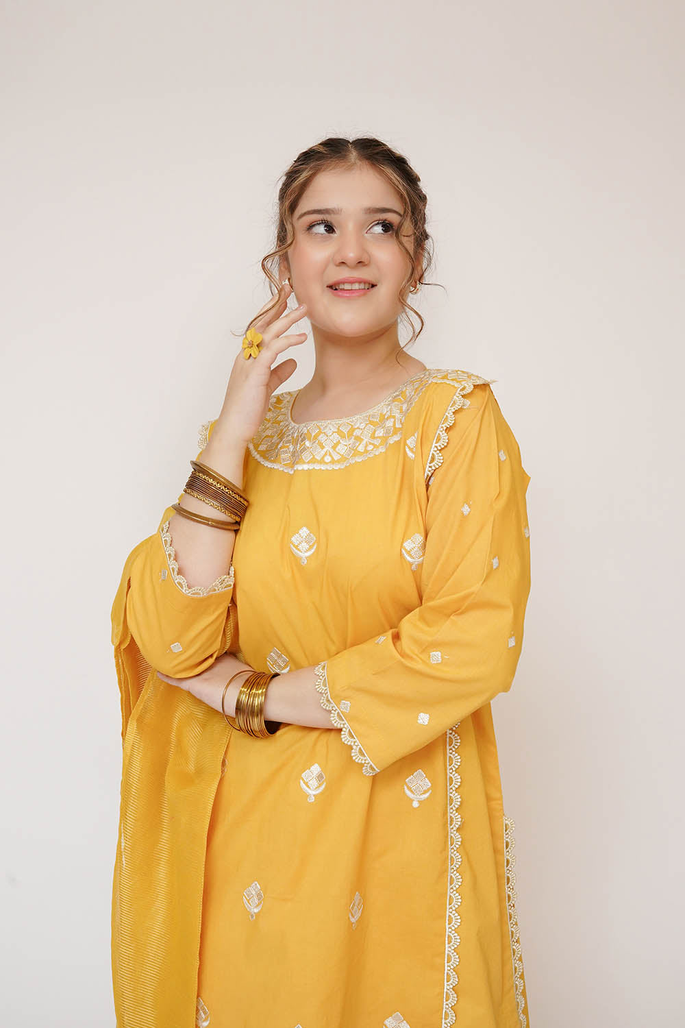 Senorita Girls RTW Embroidered Cotton 3 Piece Suit GAD-03415 Eid Collection