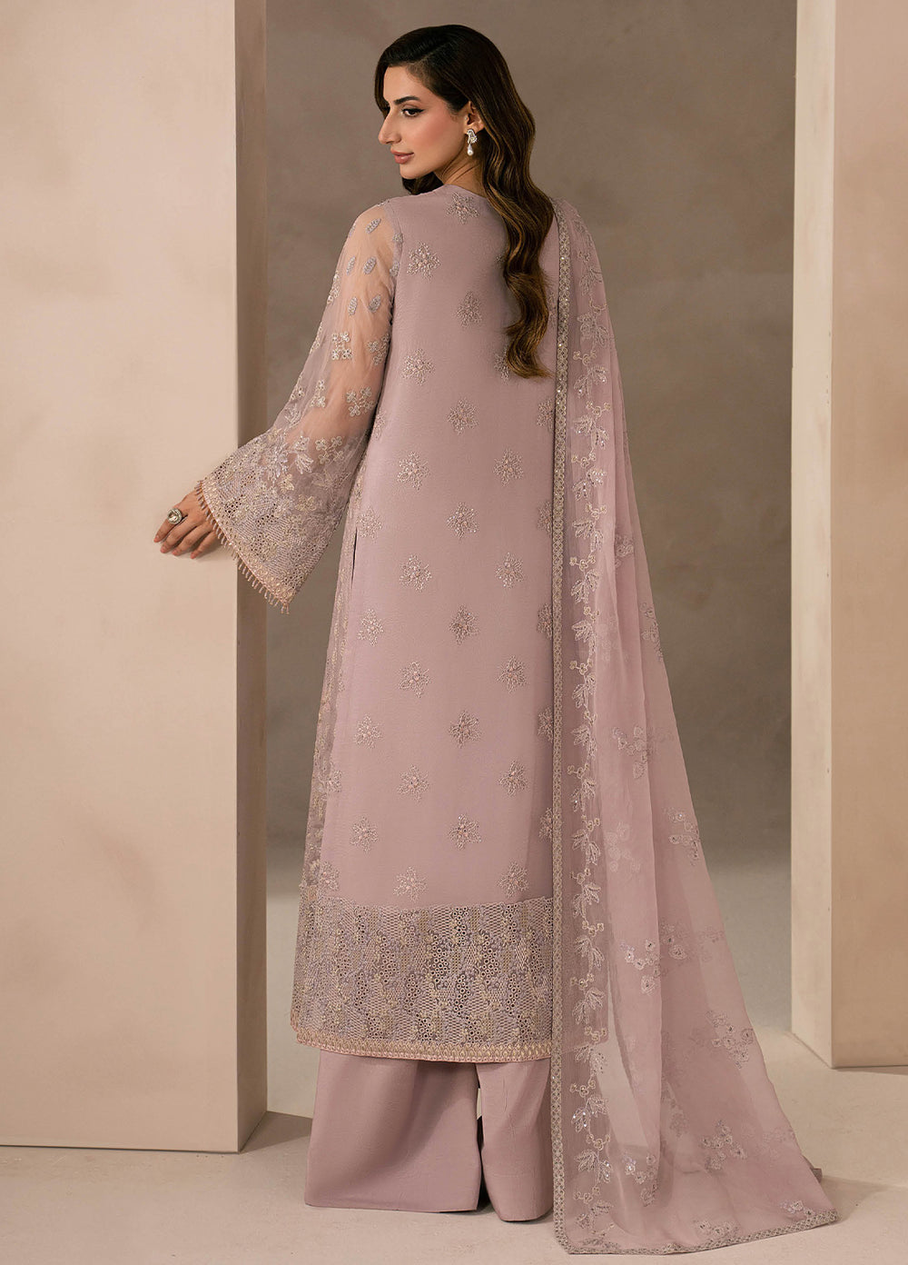 Lamisah by Lavish Premium Unstitched Embroidered Chiffon 3 Piece Suit LVP26UCL Pink Blossom - Festive Collection