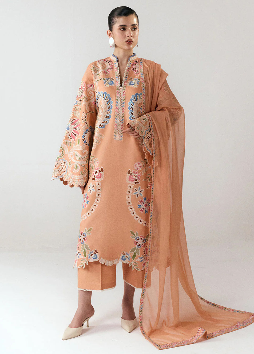 Jugnu by Hussain Rehar Unstitched Embroidered Cotton 3 Piece Suit HR26UCJ Nila JUG-LD D#1283 - Eid Collection