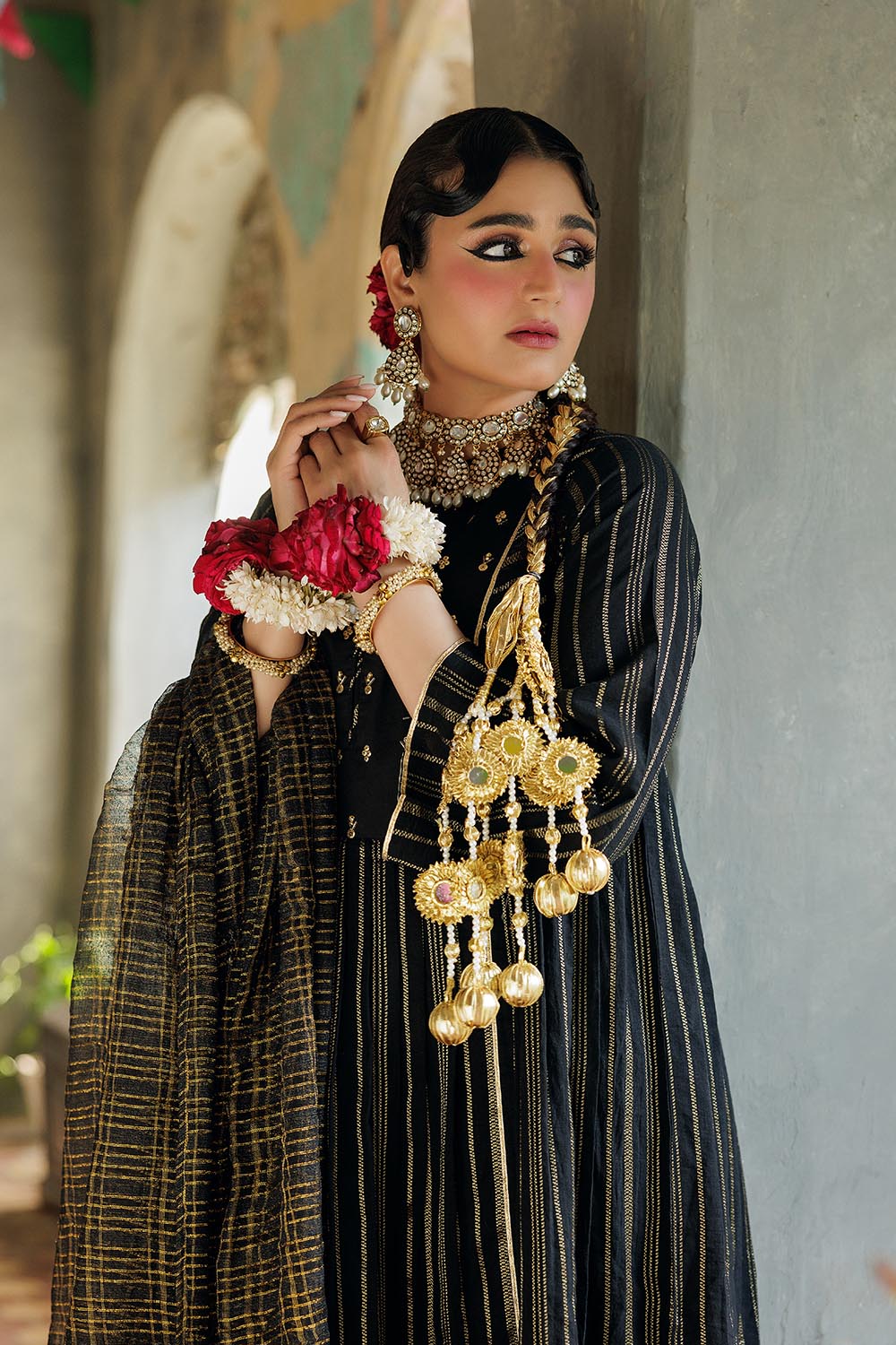 Senorita Women RTW Women Solids Black and Gold Casual Plus 3 Piece Suit Cotton Dobby LBD-02973 - Winter Collection