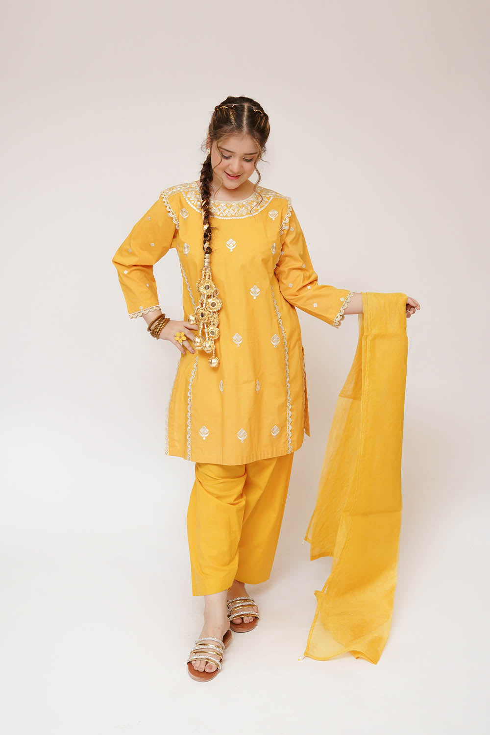 Senorita Girls RTW Embroidered Cotton 3 Piece Suit GAD-03415 Eid Collection
