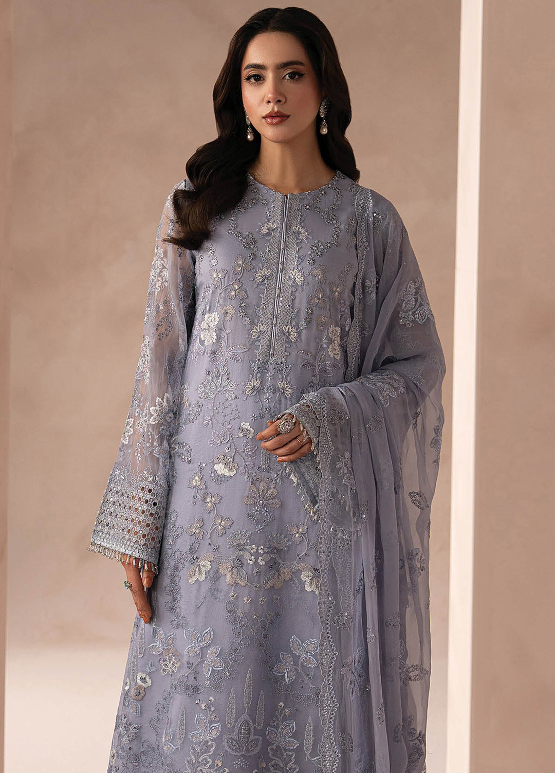 Lamisah by Lavish Premium Unstitched Embroidered Chiffon 3 Piece Suit LVP26UCL Grey Elegance - Festive Collection