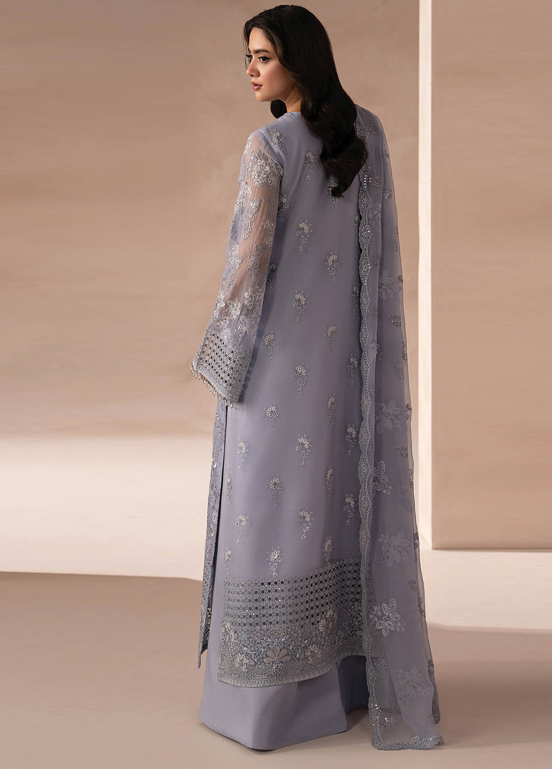 Lamisah by Lavish Premium Unstitched Embroidered Chiffon 3 Piece Suit LVP26UCL Grey Elegance - Festive Collection