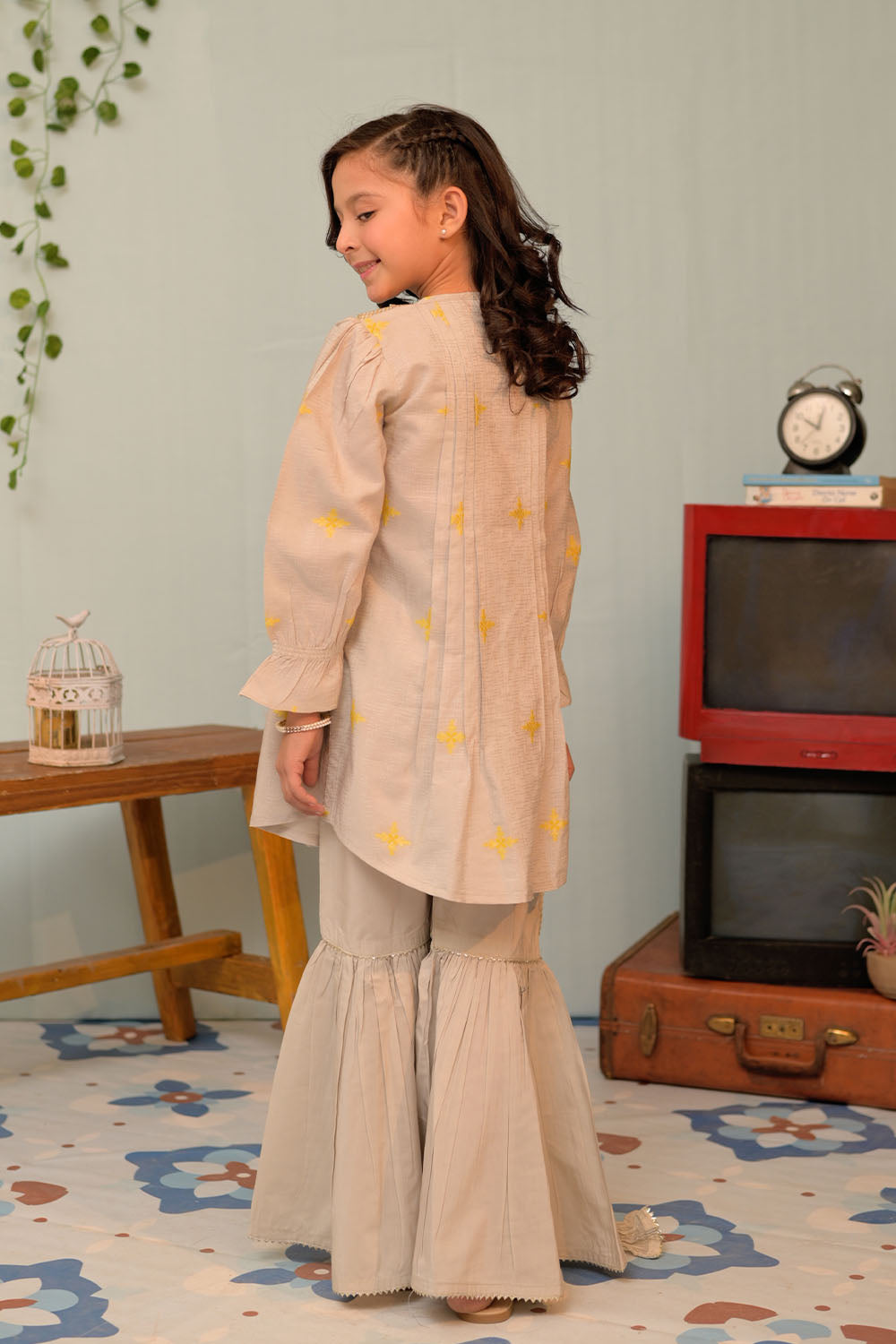 Senorita Kids RTW Grey and Multicolor Casual Plus 3 Piece Suit Viscose Filament Jacquard KBD-02911 - Summer Collection
