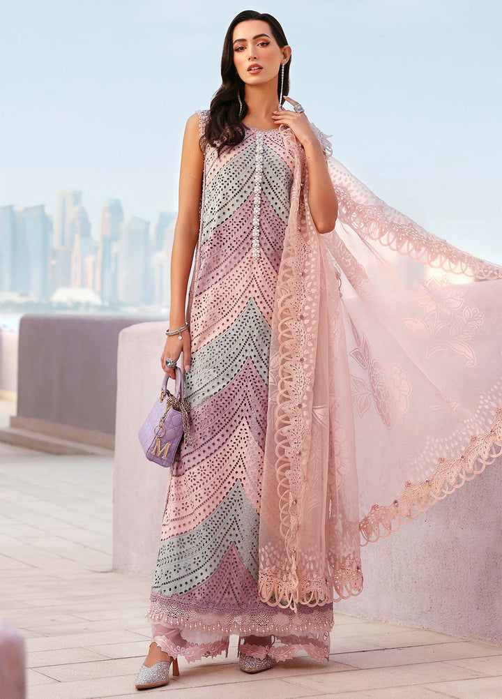 Maria B Unstitched Embroidered Luxury Lawn 3 Piece Suit MB26UEL 12B - Eid Collection