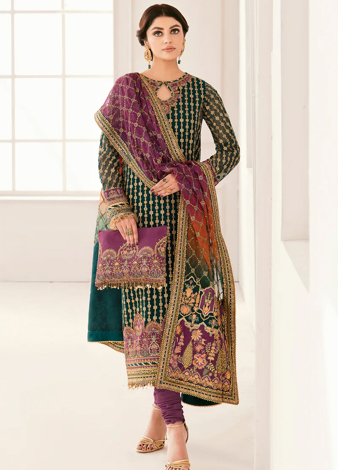 Chantelle by Baroque Unstitched Embroidered Chiffon 3 Piece Suit BQ26UFC BQU-CH11-D06 - Festive Collection