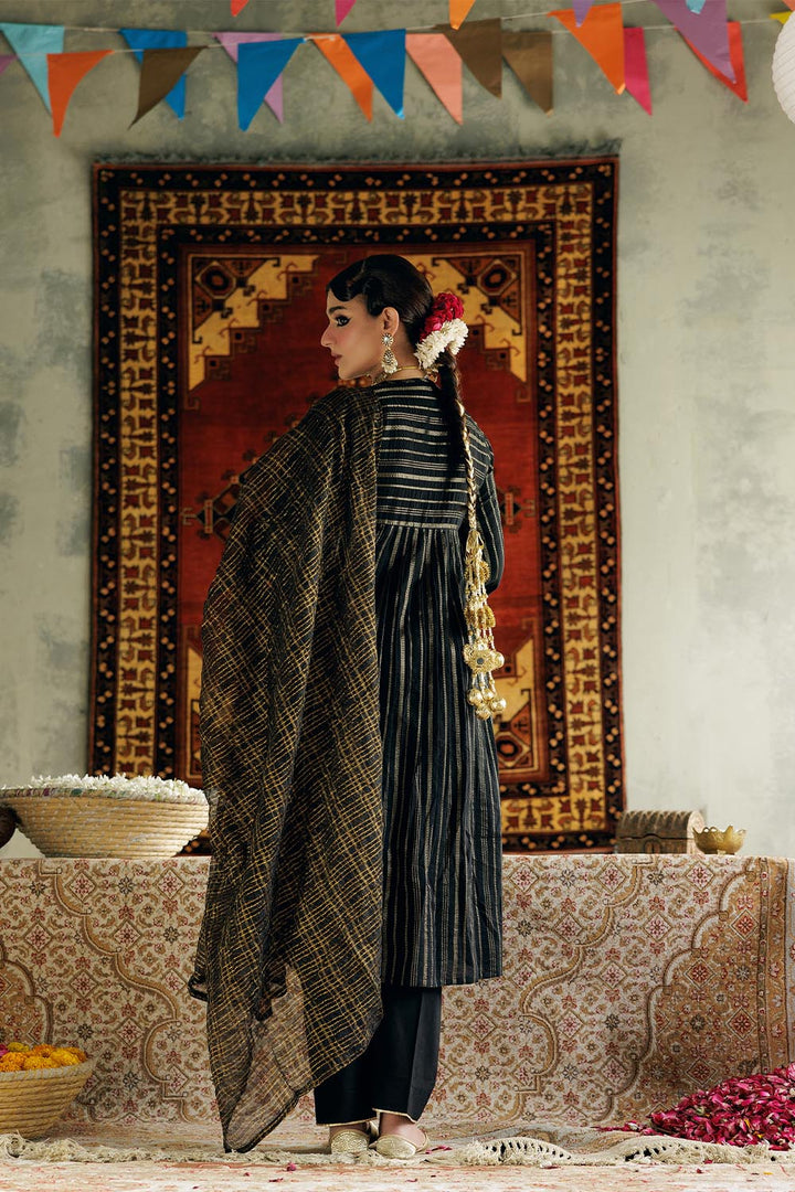 Senorita Women RTW Women Solids Black and Gold Casual Plus 3 Piece Suit Cotton Dobby LBD-02973 - Winter Collection