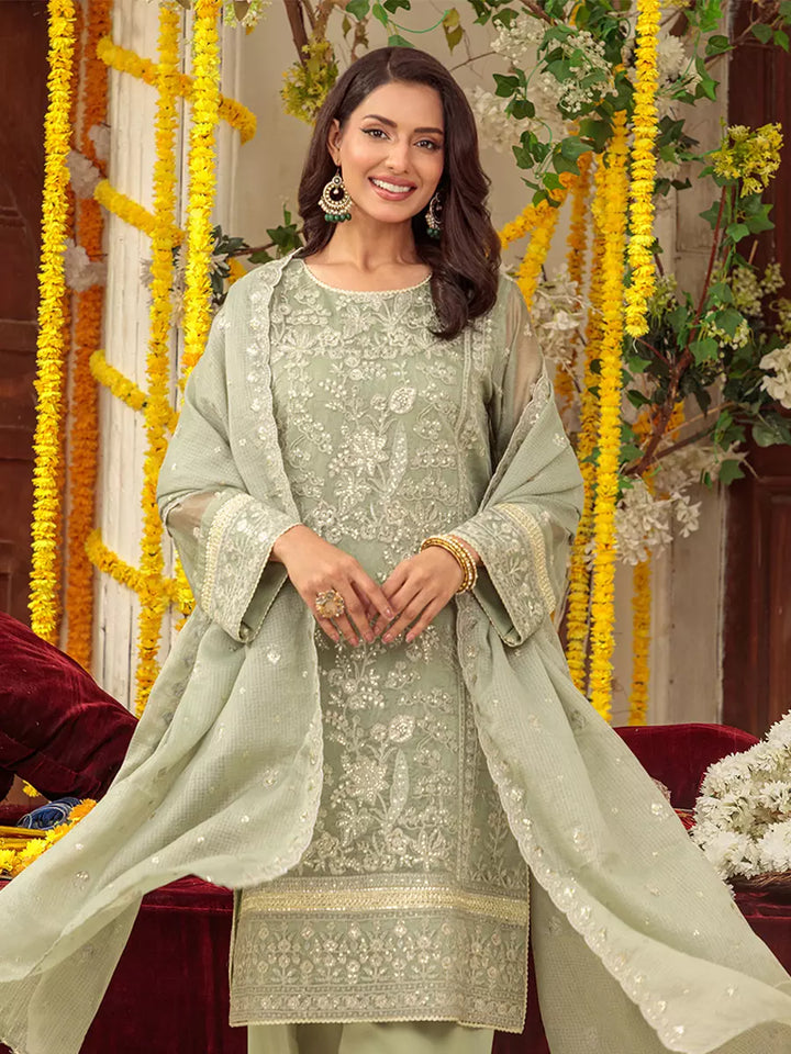 Salitex Unstitched Embroidered Khaddi Net 3 Piece Suit SUNS7JI066UT - Festive Collection