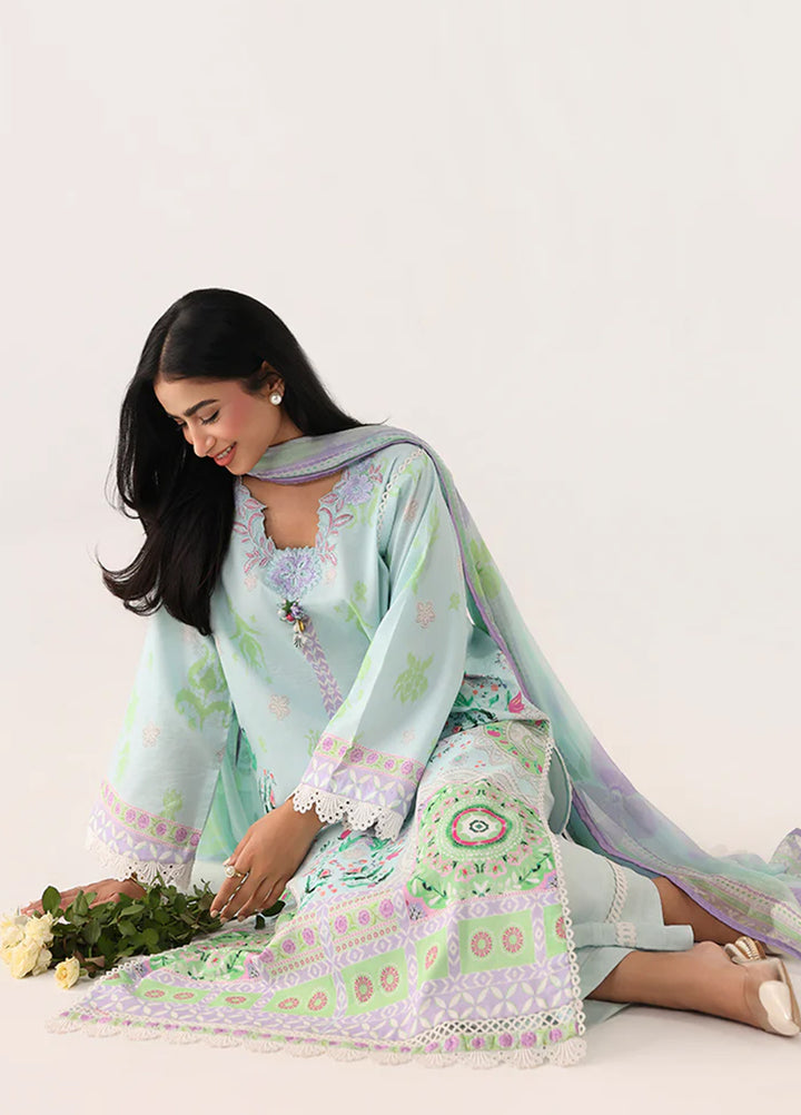 Rosette by Roheenaz Unstitched Lawn Embroidered 3 Piece Suit RNZ26UR Cool Mirage-3B - Summer Collection