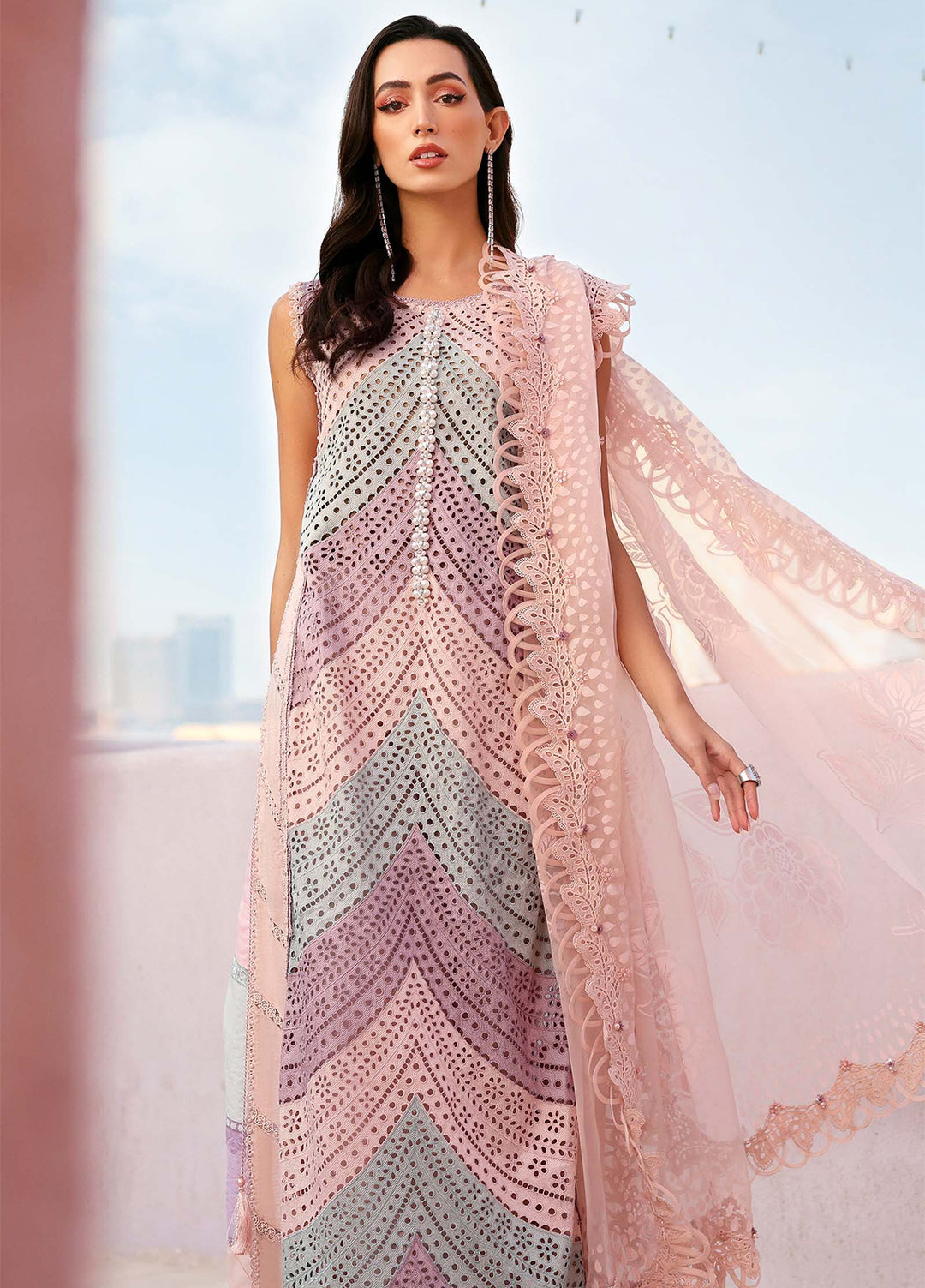 Maria B Unstitched Embroidered Luxury Lawn 3 Piece Suit MB26UEL 12B - Eid Collection