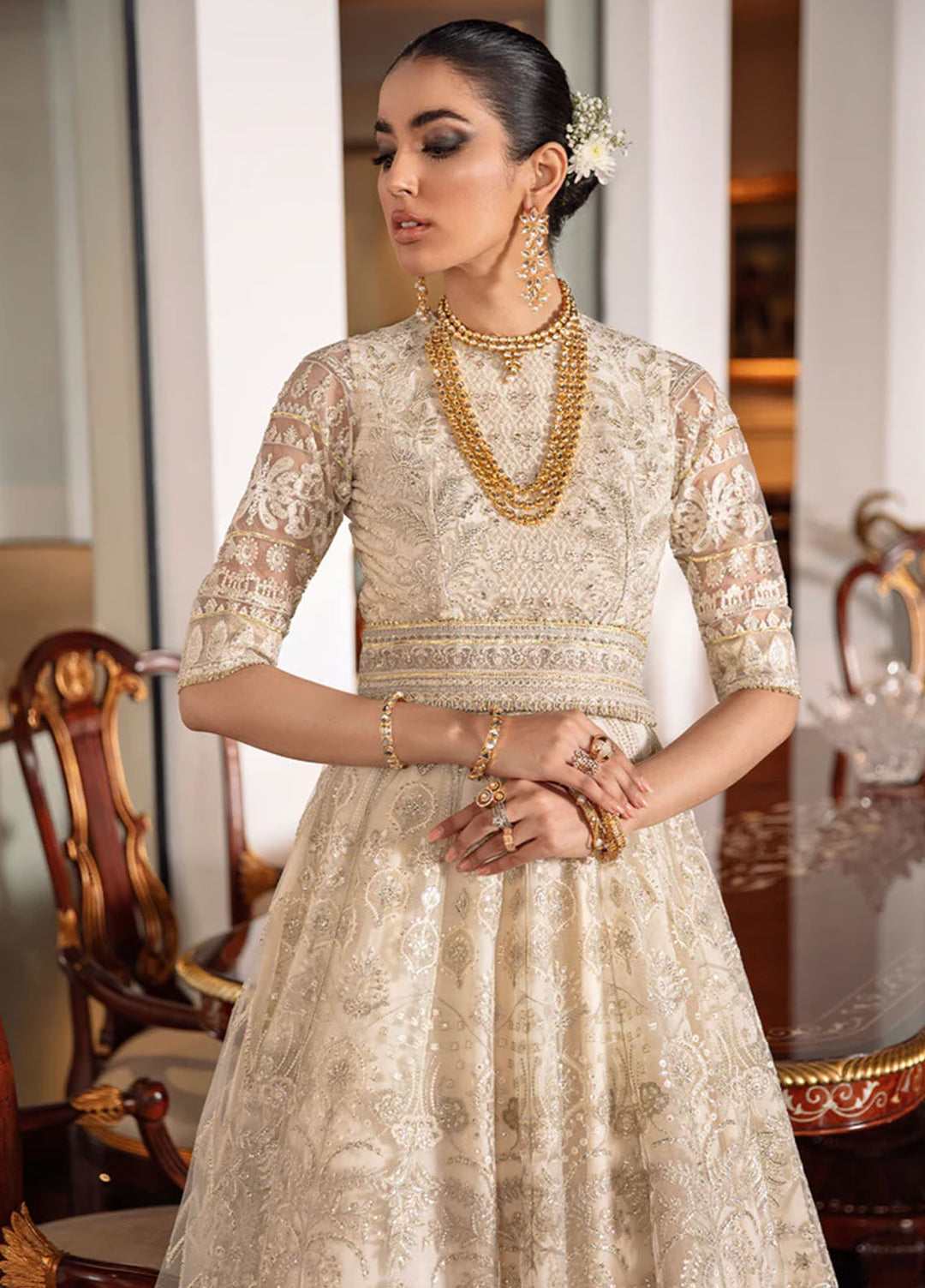 Baroque Embroidered Net Suits Unstitched 3 Piece BQ22CC EC-05 - Luxury Collection