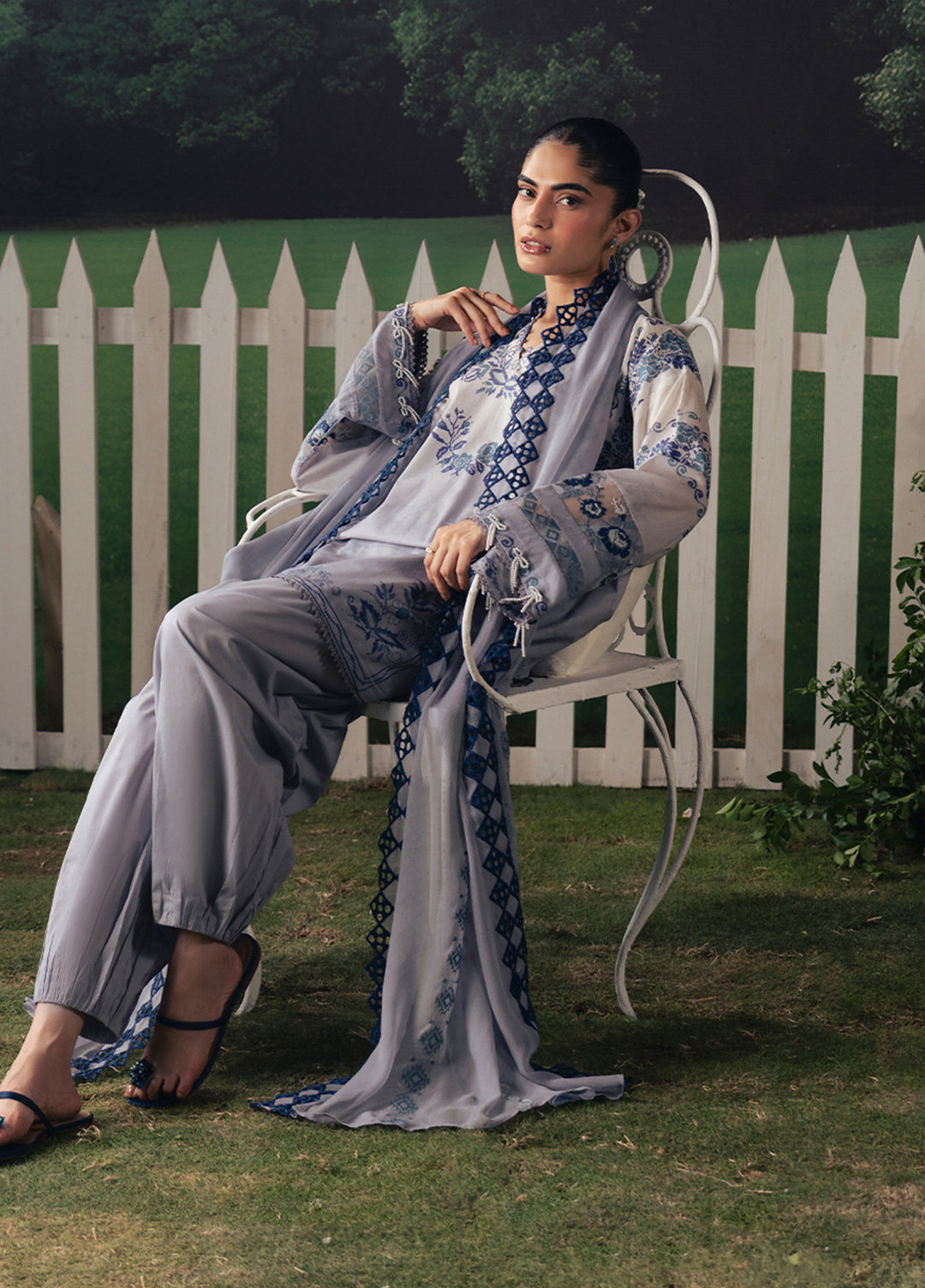 Moonsoon Edit by Cross Stitch Unstitched Printed Cambric 3 Piece Suit CS26UCM Azure Bloom - Casual Collection