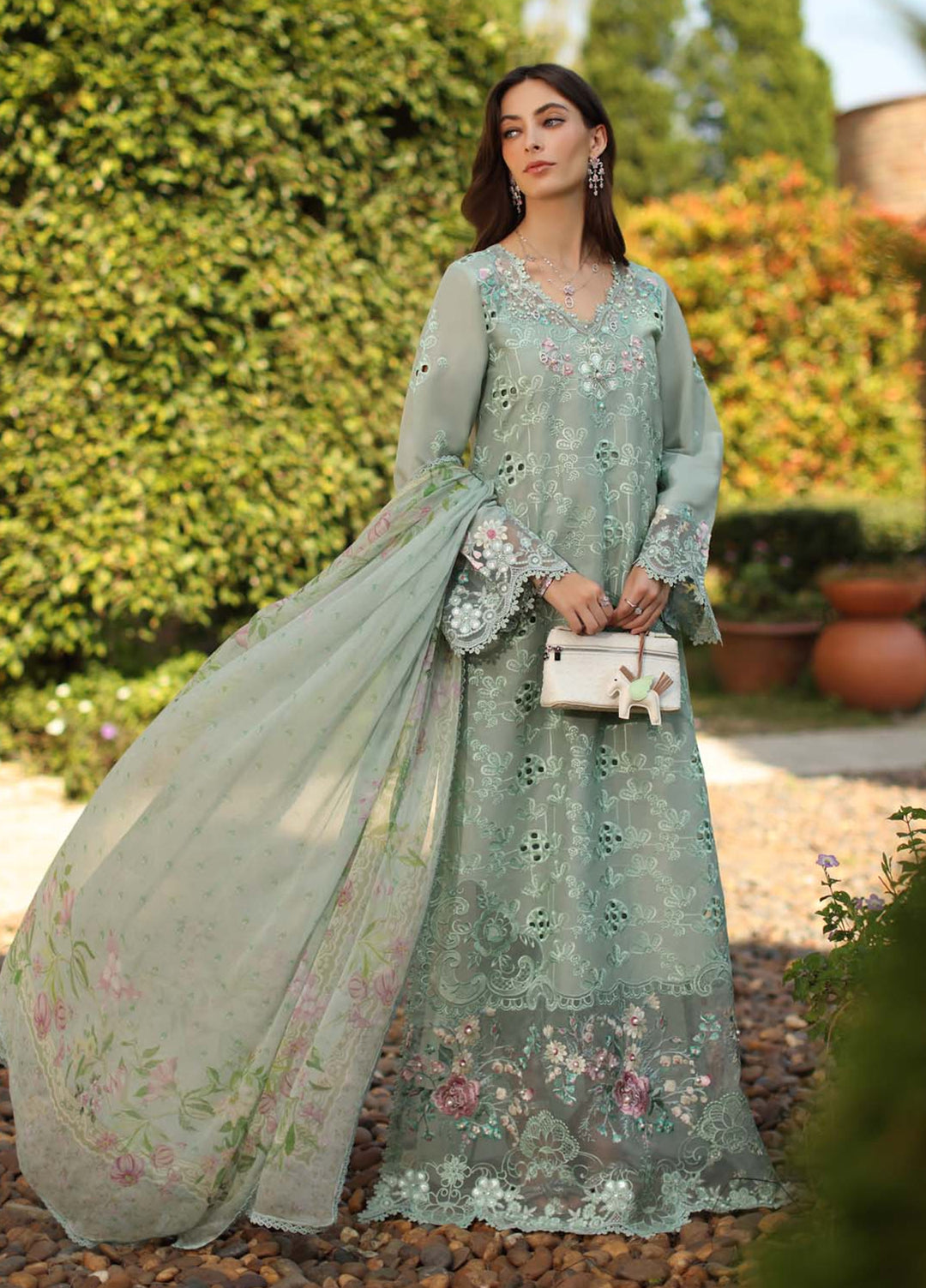 Noor by Saadia Asad Unstitched Embroidered Luxury Lawn 3 Piece Suit SA26UNL D7B-FLORINE - Eid Collection