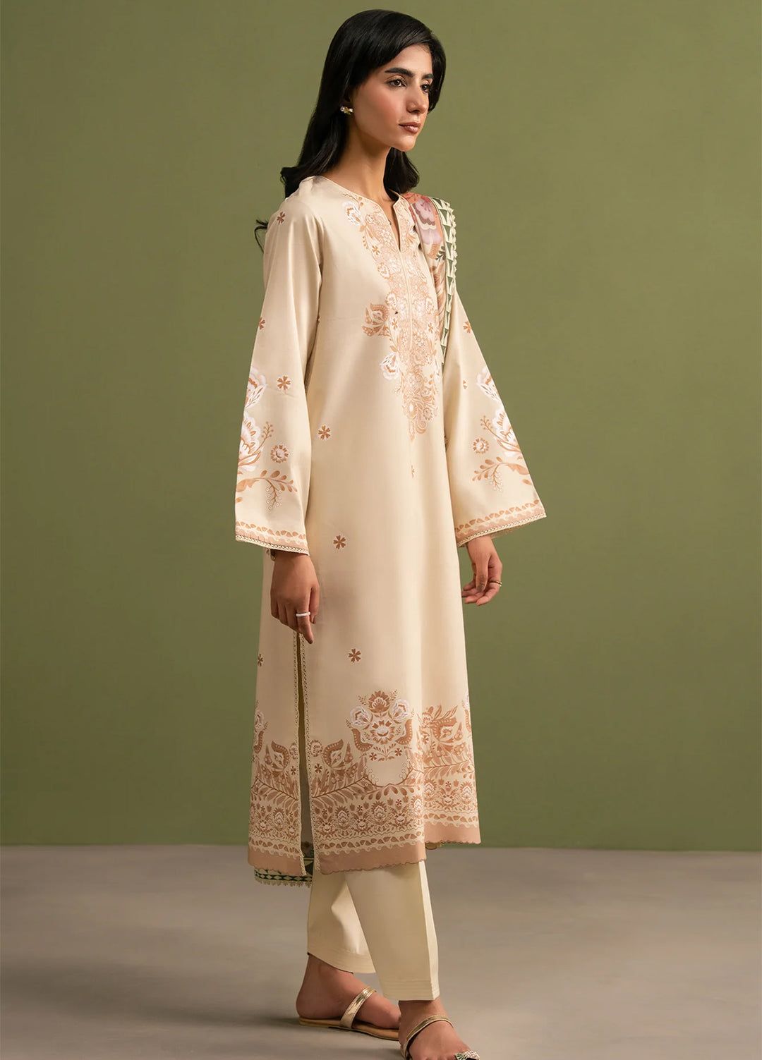 Seran Essentials Unstitched Printed Lawn 3 Piece Suit SN26UEL Alen D-05 - Summer Collection