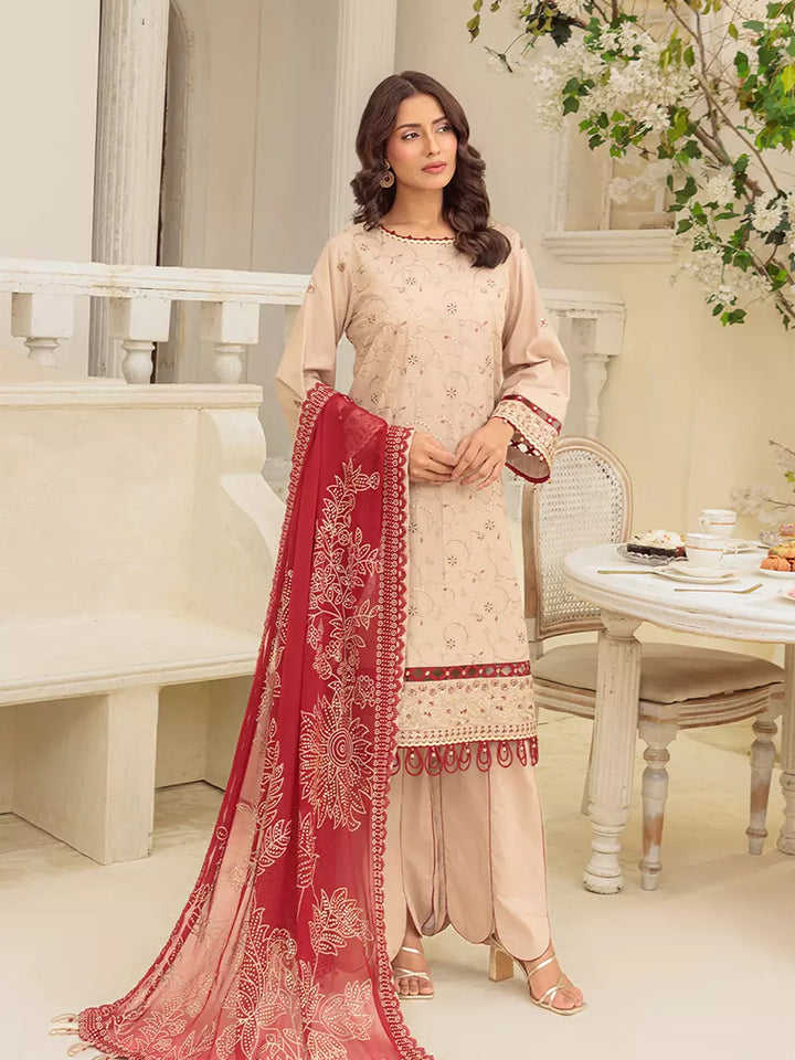 Salitex Unstitched Embroidered Cambric 3 Piece Suit UNS7MK006UT - Festive Collection