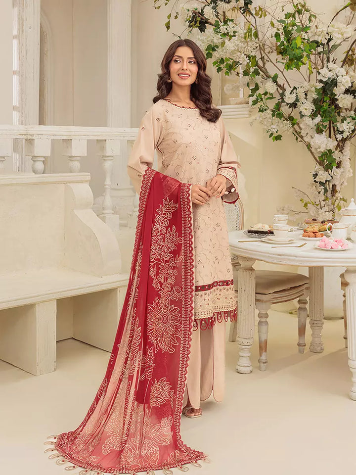 Salitex Unstitched Embroidered Cambric 3 Piece Suit UNS7MK006UT - Festive Collection