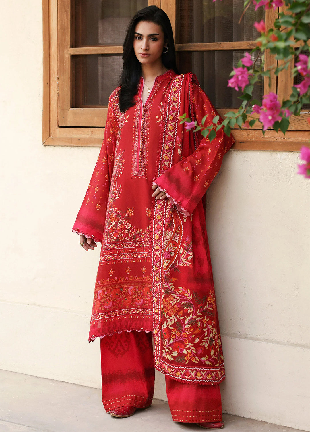 Amaya by Zaha Unstitched Printed Lawn 3 Piece Suit ZK26UAL Rosa APL26-04 - Casual Collection