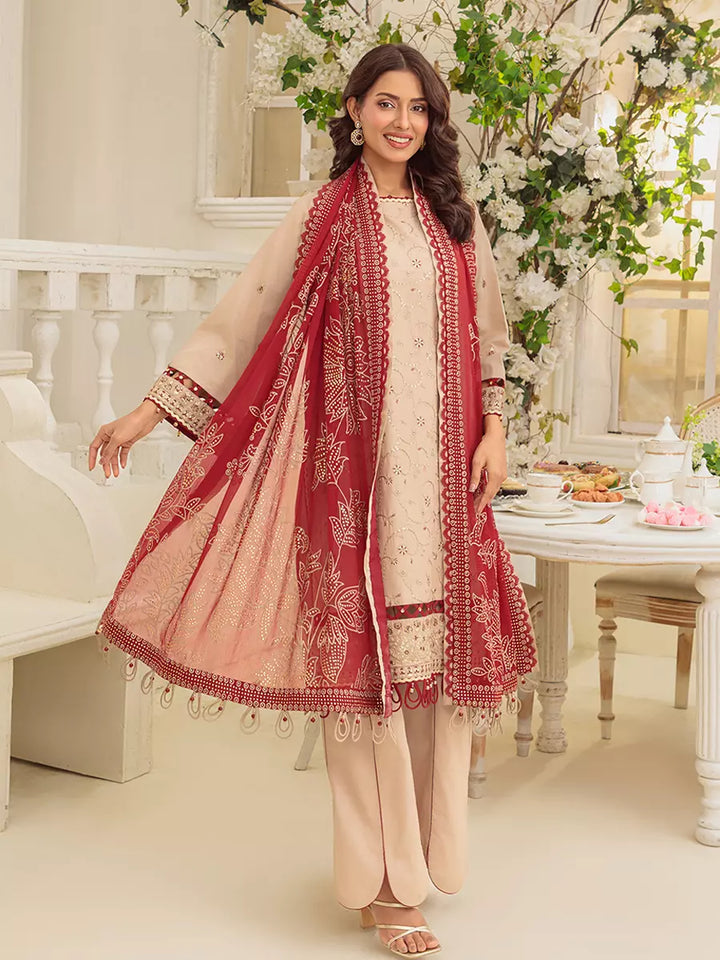 Salitex Unstitched Embroidered Cambric 3 Piece Suit UNS7MK006UT - Festive Collection