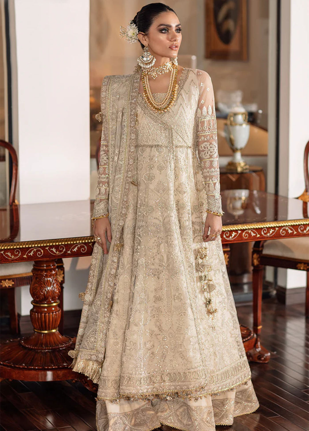 Baroque Embroidered Net Suits Unstitched 3 Piece BQ22CC EC-05 - Luxury Collection