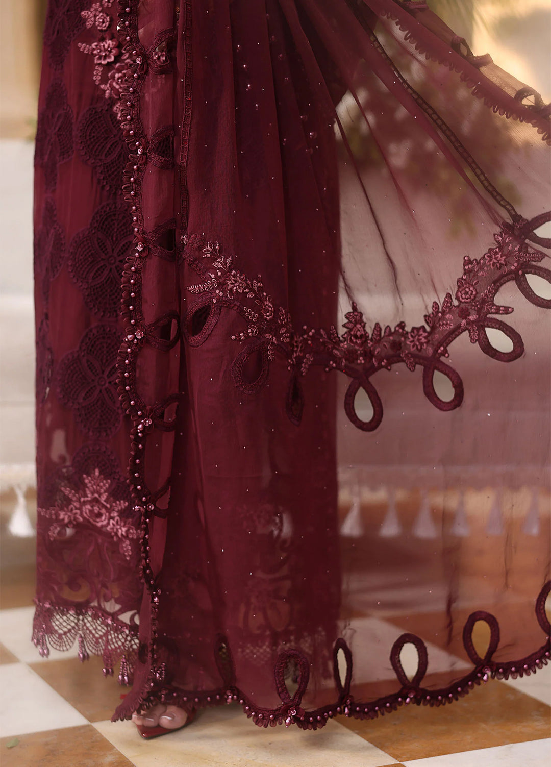 Maria B Unstitched Embroidered Chiffon 3 Piece Suit MB26UCF D8 - Festive Collection