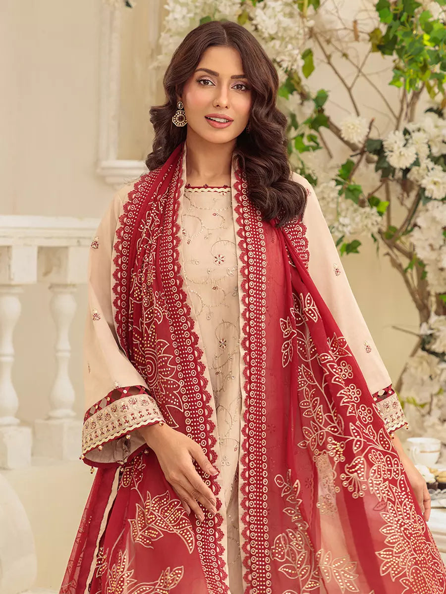 Salitex Unstitched Embroidered Cambric 3 Piece Suit UNS7MK006UT - Festive Collection