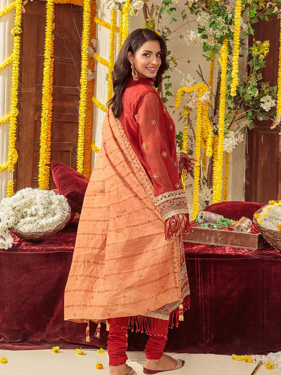 Salitex Unstitched Embroidered Khaddi Net 3 Piece Suit SUNS7JI065UT - Festive Collection