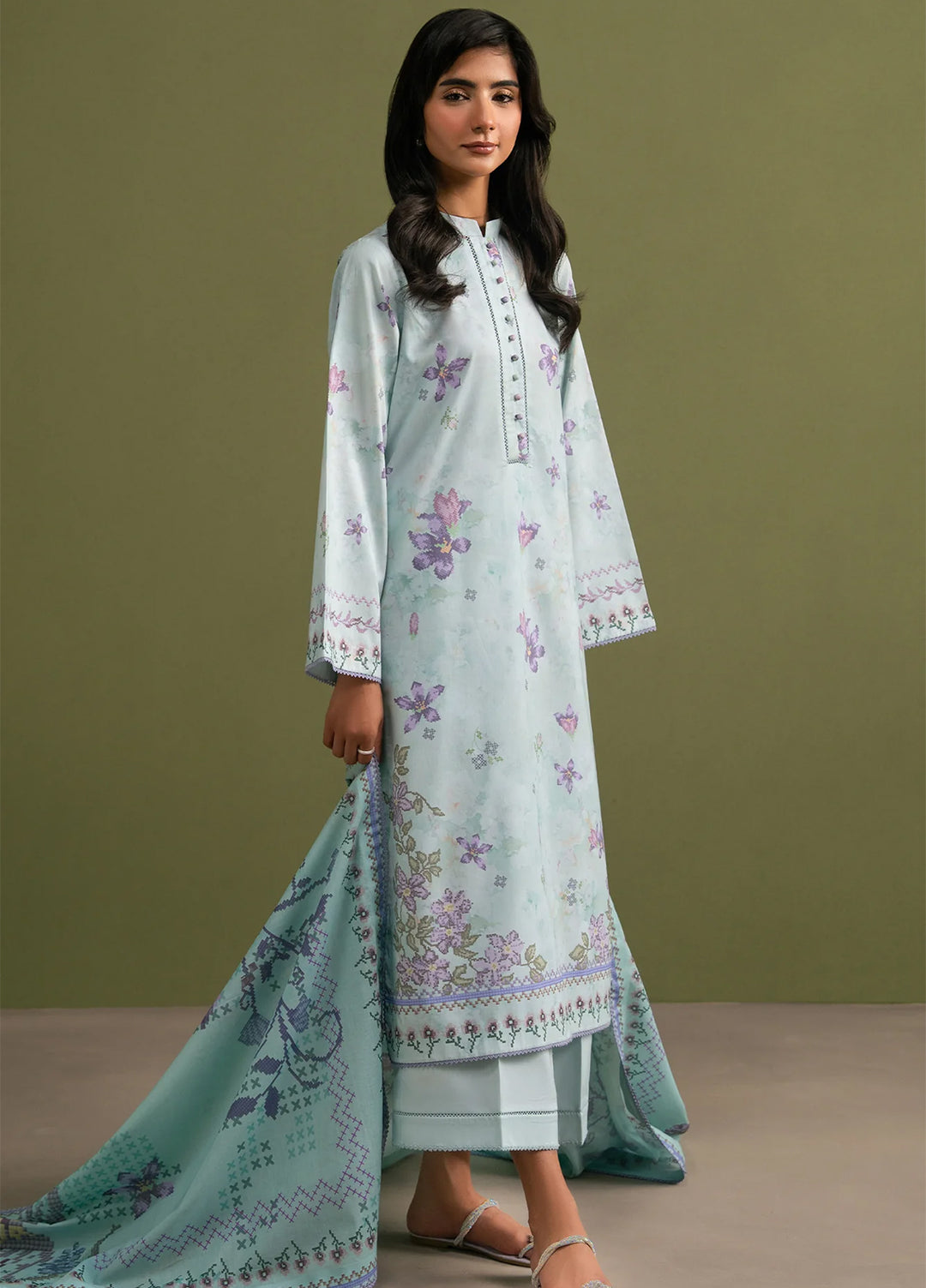 Seran Essentials Unstitched Printed Lawn 3 Piece Suit SN26UEL Zerin D-06 - Summer Collection