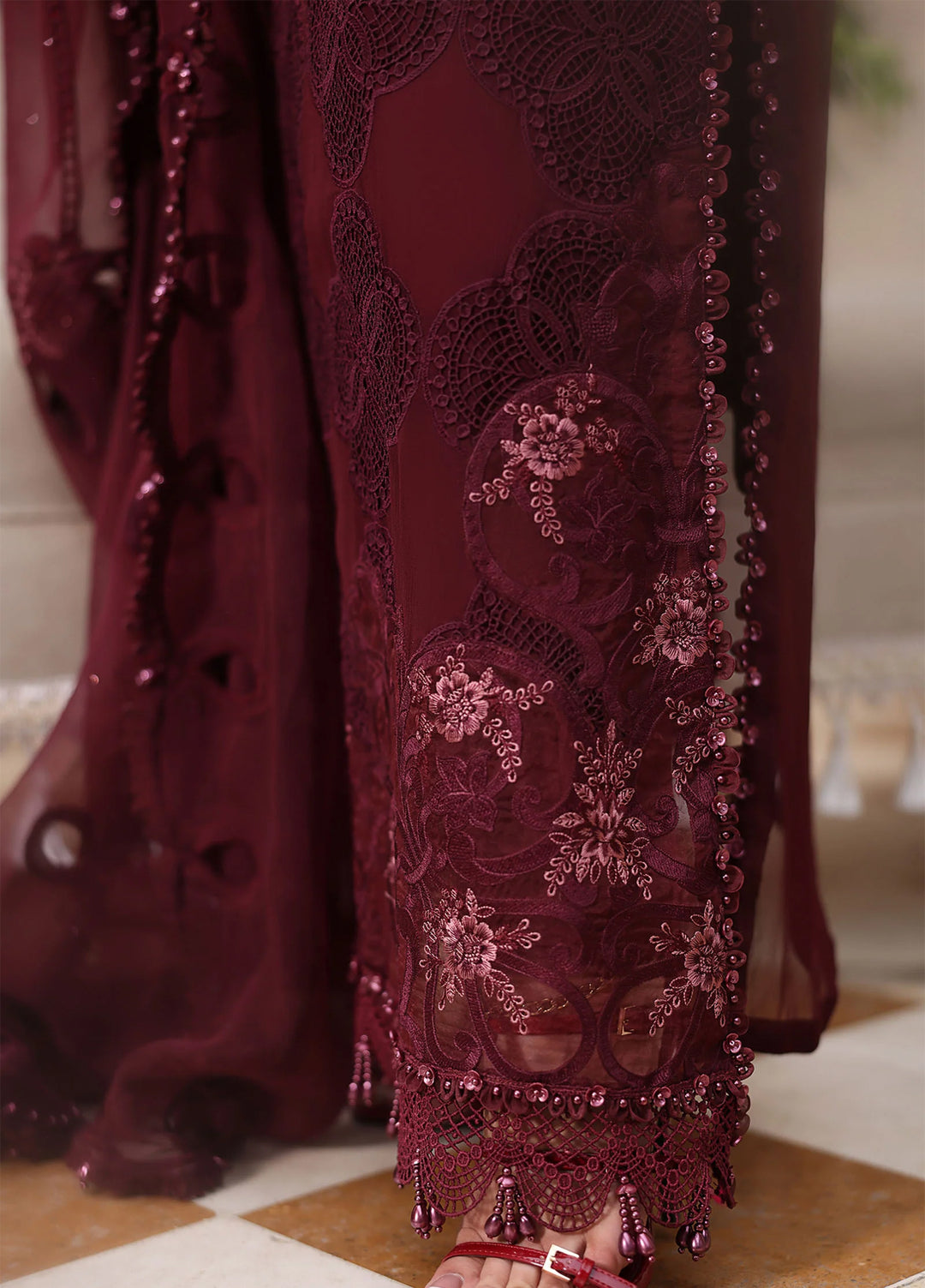 Maria B Unstitched Embroidered Chiffon 3 Piece Suit MB26UCF D8 - Festive Collection