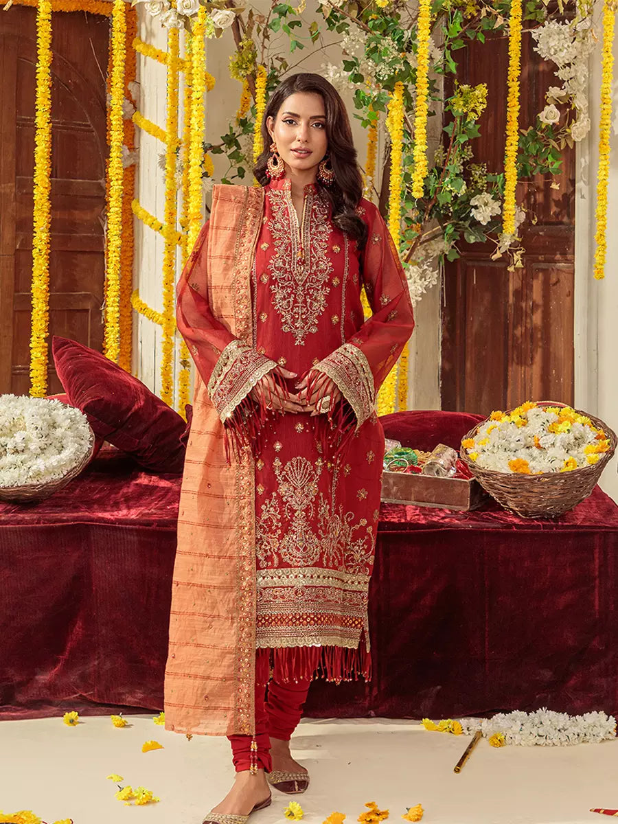Salitex Unstitched Embroidered Khaddi Net 3 Piece Suit SUNS7JI065UT - Festive Collection