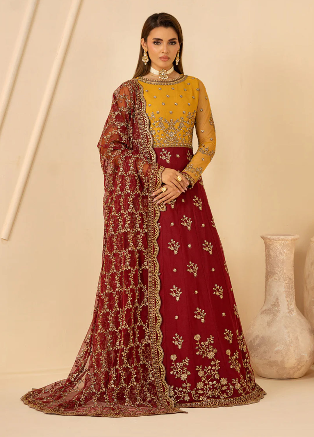 Riwayat by Zarif Unstitched Embroidered Net 4 Piece Suit ZR26URN ZRF-RC-08 ASTRA - Festive Collection