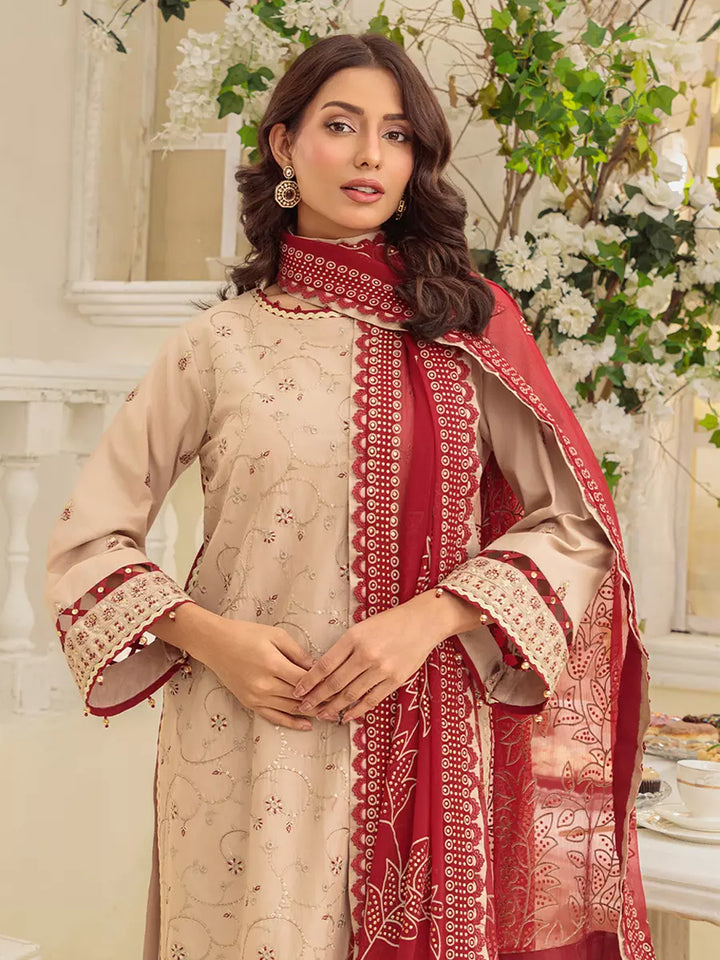 Salitex Unstitched Embroidered Cambric 3 Piece Suit UNS7MK006UT - Festive Collection