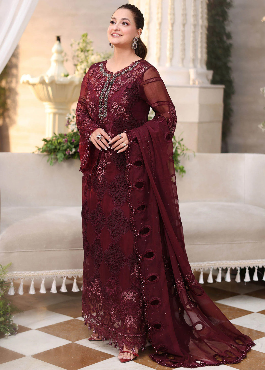 Maria B Unstitched Embroidered Chiffon 3 Piece Suit MB26UCF D8 - Festive Collection
