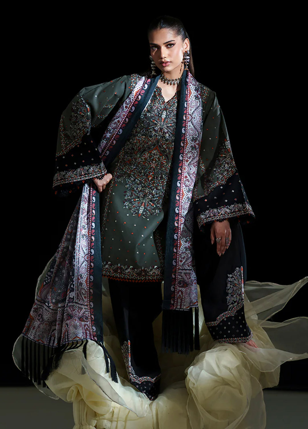 Amour by Bin Ilyas Unstitched Embroidered Lawn 3 Piece Suit BI26ULA 182A - Festive Collection