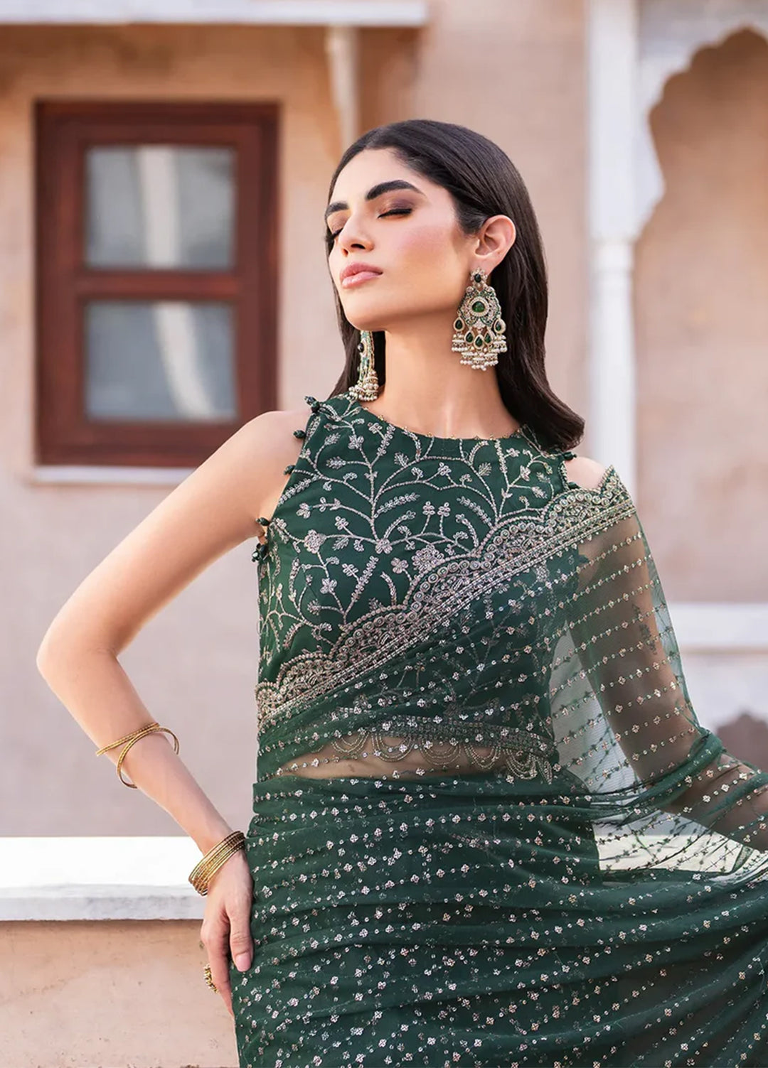 Zarif Embroidered Net Suits Unstitched 3 Piece ZR25UF SBA-05 Keran - Formals Collection