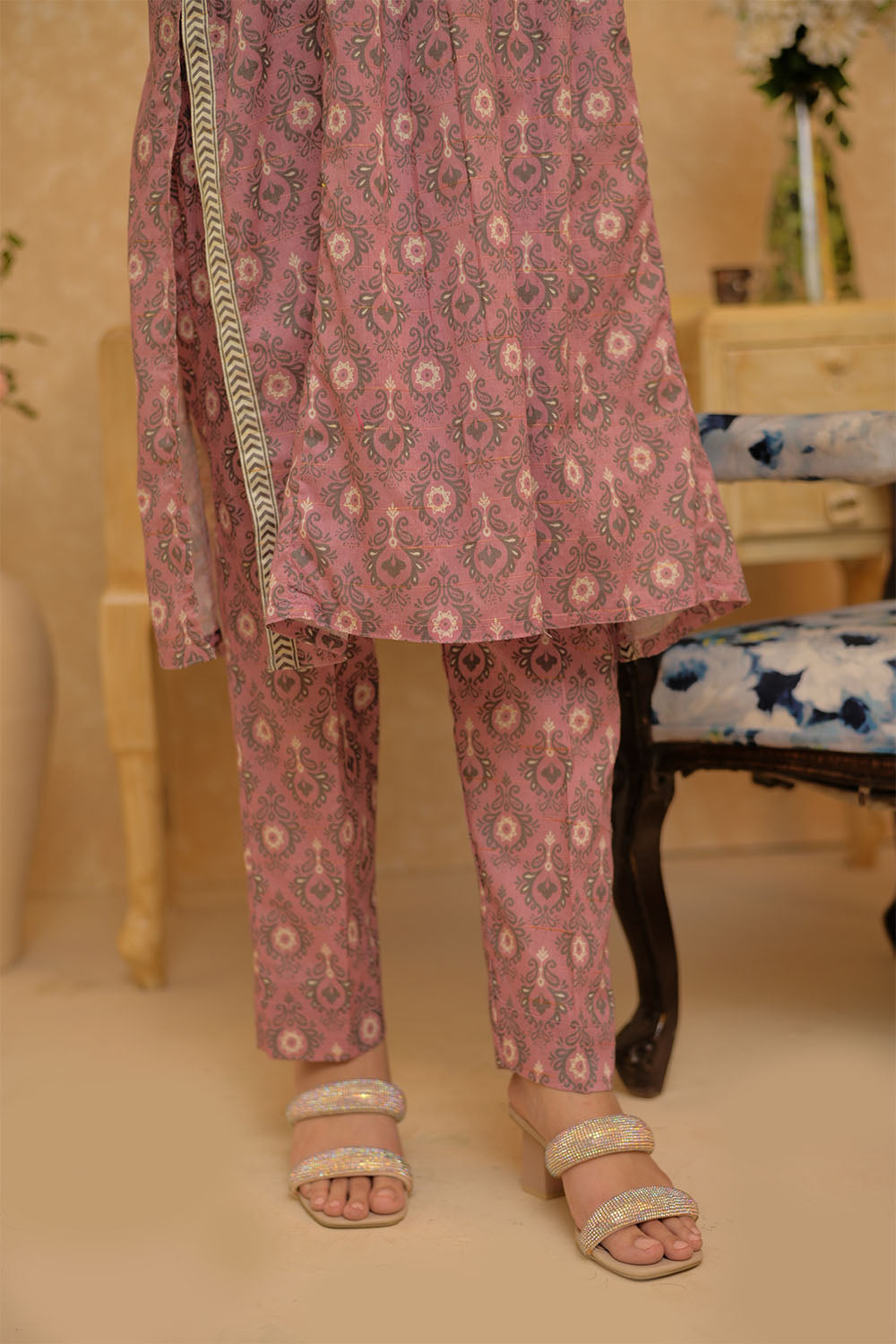 Senorita Women RTW Women Tea Pink and Multicolor Casual 2 Piece Suit Cotton Dobby Printed LAC-02834 - Summer Collection