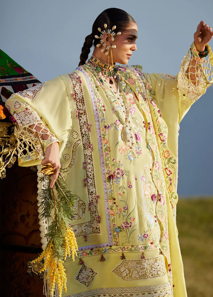 Kashmee Legacy by Elan Unstitched Embroidered Slub Lawn 3 Piece Suit EL26ULKL Neelune EL26-05A - Festive Collection