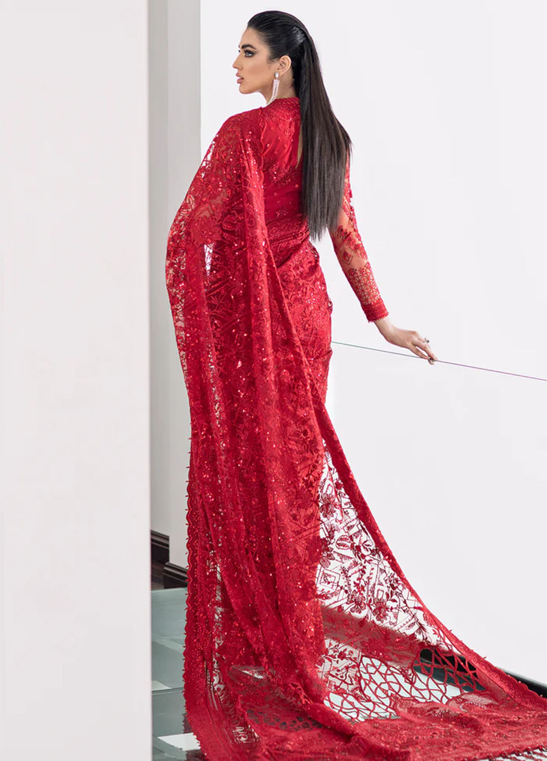 Baroque Embroidered Net  Unstitched Saree BQ22CC EC-06 - Luxury Collection