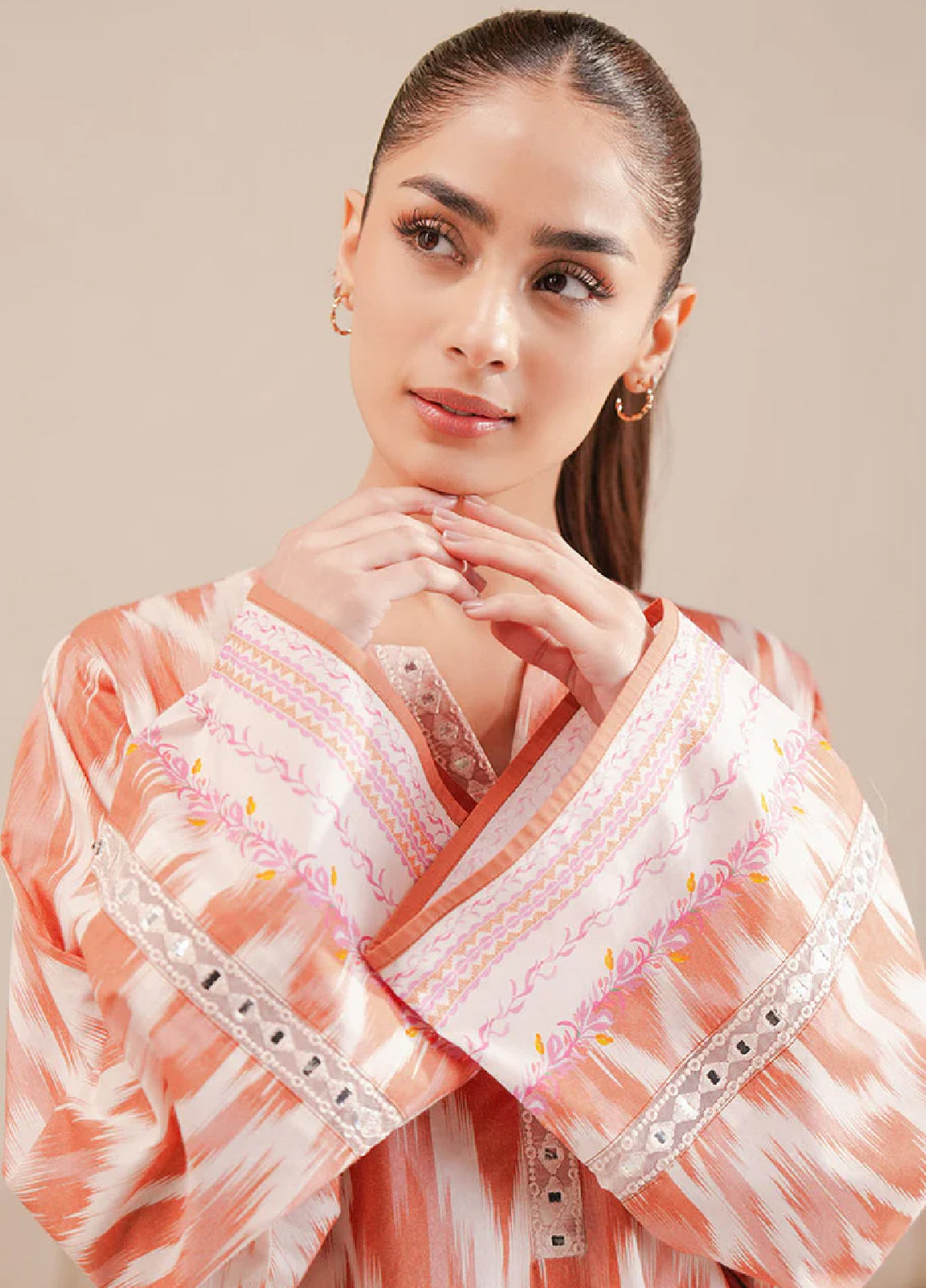 Cross Stitch Unstitched Lawn Embroidered Lawn 2 Piece Suit CS26UD D-14 Saffron Fade - Summer Collection