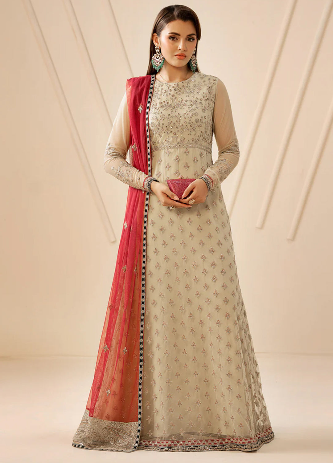 Riwayat by Zarif Unstitched Embroidered Net 3 Piece Suit ZR26URN ZRF-RC-04 SANDALI - Festive Collection