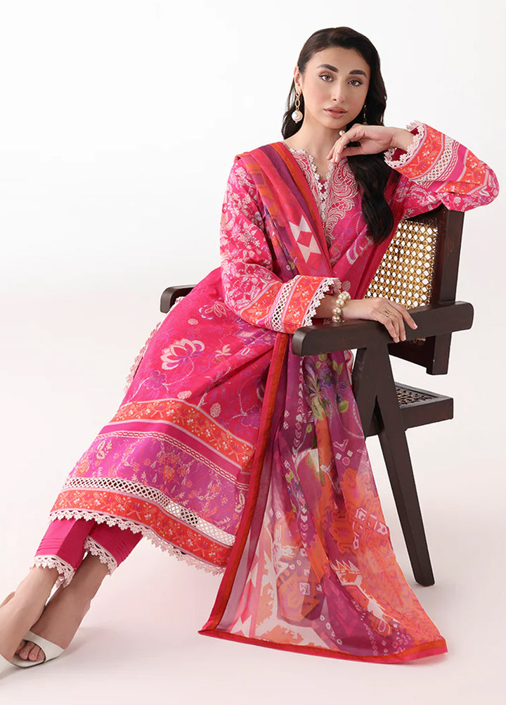 Rosette by Roheenaz Unstitched Lawn Embroidered 3 Piece Suit RNZ26UR Lumina-8A - Summer Collection